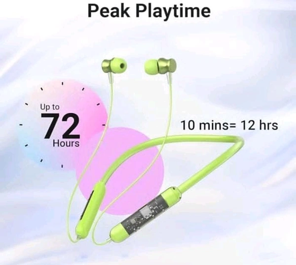 OM NAMAH SHIVAY ENTERPRISES  Transparent Voice Changer - 48H Playtime Bluetooth Headphone Neckband Earphone Bluetooth Headset (Green, Advance Audio Features, HDVoice, Prefect Fit Premium Neck Band, In the Ear)