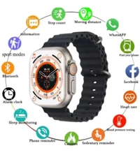 OM NAMAH SHIVAY ENTERPRISES  T800 ultra smart watch with wireless charging Smartwatch (orange Strap, M) - Black, FREE SIZE