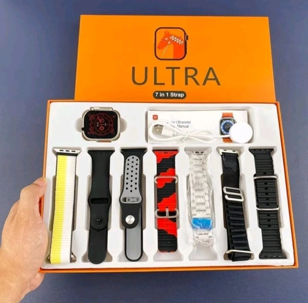 OM NAMAH SHIVAY ENTERPRISES  7 in 1 combo ultra Smartwatch t7 Smartwatch (Multicolor Strap, Free Size) - SILVER, FREE SIZE