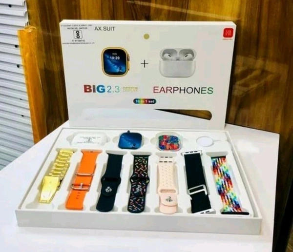 OM NAMAH SHIVAY ENTERPRISES  i20 Ultra Max 10 in 1 Earbuds Smartwatch Combo with unique Straps Smartwatch (Multicolor Strap, 49) - FREE SIZE