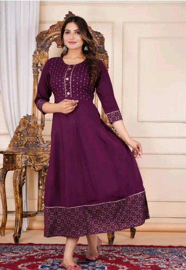 OM NAMAH SHIVAY ENTERPRISES  Rayon Printed Kurti For Women  - S  M  L  XL  XXL  XXXL, Purple