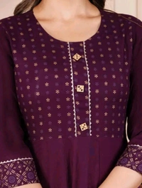 OM NAMAH SHIVAY ENTERPRISES  Rayon Printed Kurti For Women  - S  M  L  XL  XXL  XXXL, Purple