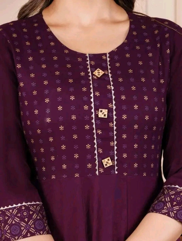 OM NAMAH SHIVAY ENTERPRISES  Rayon Printed Kurti For Women  - S  M  L  XL  XXL  XXXL, Purple