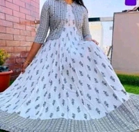 OM NAMAH SHIVAY ENTERPRISES  Anarkali Kurta And Jacket  - White, L