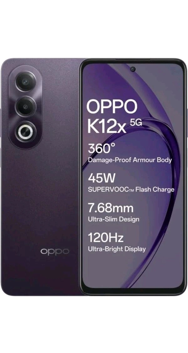 OPPO Smart Phone K12x 5G with 45W SUPERVOOC Charger in-The-Box (Midnight Voilet, 128 GB) (6 GB RAM)