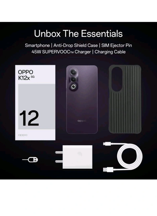 OPPO Smart Phone K12x 5G with 45W SUPERVOOC Charger in-The-Box (Midnight Voilet, 128 GB) (6 GB RAM) - Electric Violet, 6