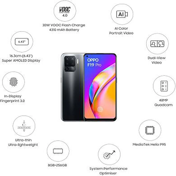 OPPO F19 Pro (Black, 256 GB) (8 GB RAM)