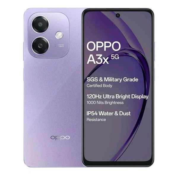 OPPO A3x 5G 4GB RAM, 128GB Storage |6.67” HD+ 120Hz Refresh Rate Screen | 45W SUPERVOOC (Starry Purple)