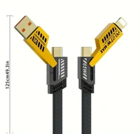 PROFITKART  Type C 1 m Braided 4 in 1 65W Fast Charging Cable Compatible for-iPhone & Android with MFI Certified (1 Meter) (Compatible with Apple, Android, Compatible With Apple & Android, Black, One Cable, One Cable) - Black