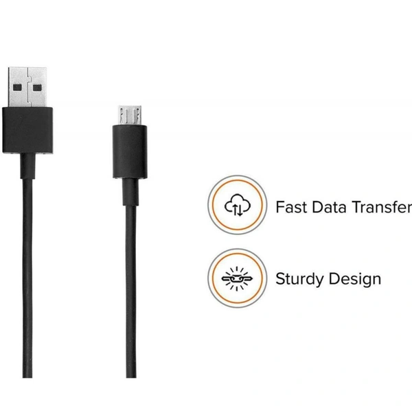Mi. Mi Micro USB Cable 2 A 1.2 m TPE USBB120T (Compatible with Mobile, Black, One Cable) - Black