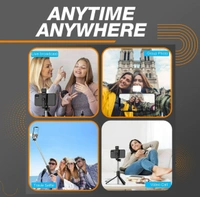 PROFITKART  R1s Bluetooth Selfie Sticks with Remote and Selfie Light, 3-in-1 Multifunctional Selfie Stick Tripod Stand Compatible with iPhone/OnePlus/Samsung/ Realme & All Smartphones/Go Pro Bluetooth Selfie Stick (Black, Remote Included) - Black