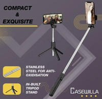 PROFITKART  R1 Bluetooth Selfie Stick with Remote, 3- in-1 Multifunctional Selfie Stick, Tripod, Monopod Stand & Mobile Stand Compatible with All Mobile Phones Bluetooth Selfie Stick (Black, Remote Included) - Black