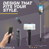 PROFITKART  R1 Bluetooth Selfie Stick with Remote, 3- in-1 Multifunctional Selfie Stick, Tripod, Monopod Stand & Mobile Stand Compatible with All Mobile Phones Bluetooth Selfie Stick (Black, Remote Included) - Black