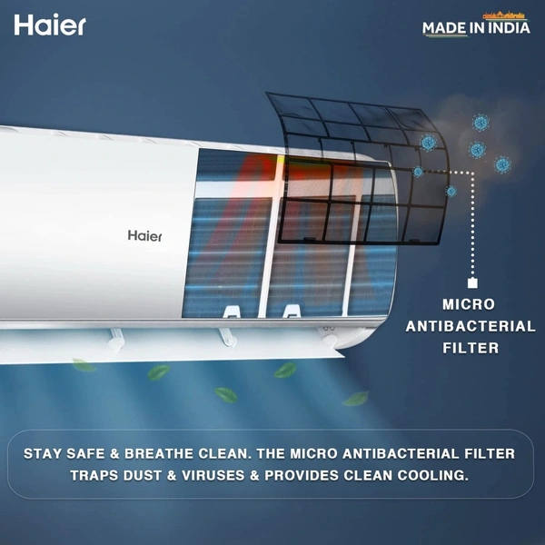 Haier 1.5 Ton 2 Star Fixed Speed Split AC Copper, Antibacterial Filter, HSU18T-TQS2BE-FS (White)