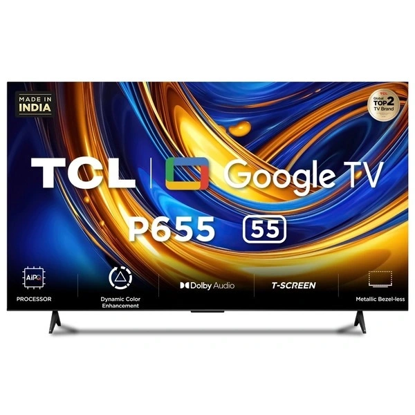 TCL 139 Cm (55 Inches) 4K Ultra HD Smart Google TV 55P655 (Black)