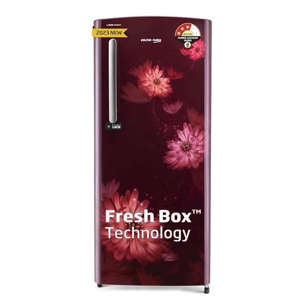 Voltas Beko ‘A Tata Product’ 210 Litre | 3 Star | Single Door |Made-In-India Direct Cool Refrigerator | RDC245C / W0DWE0M000UGD (Bonita Wine) - Bonita wine