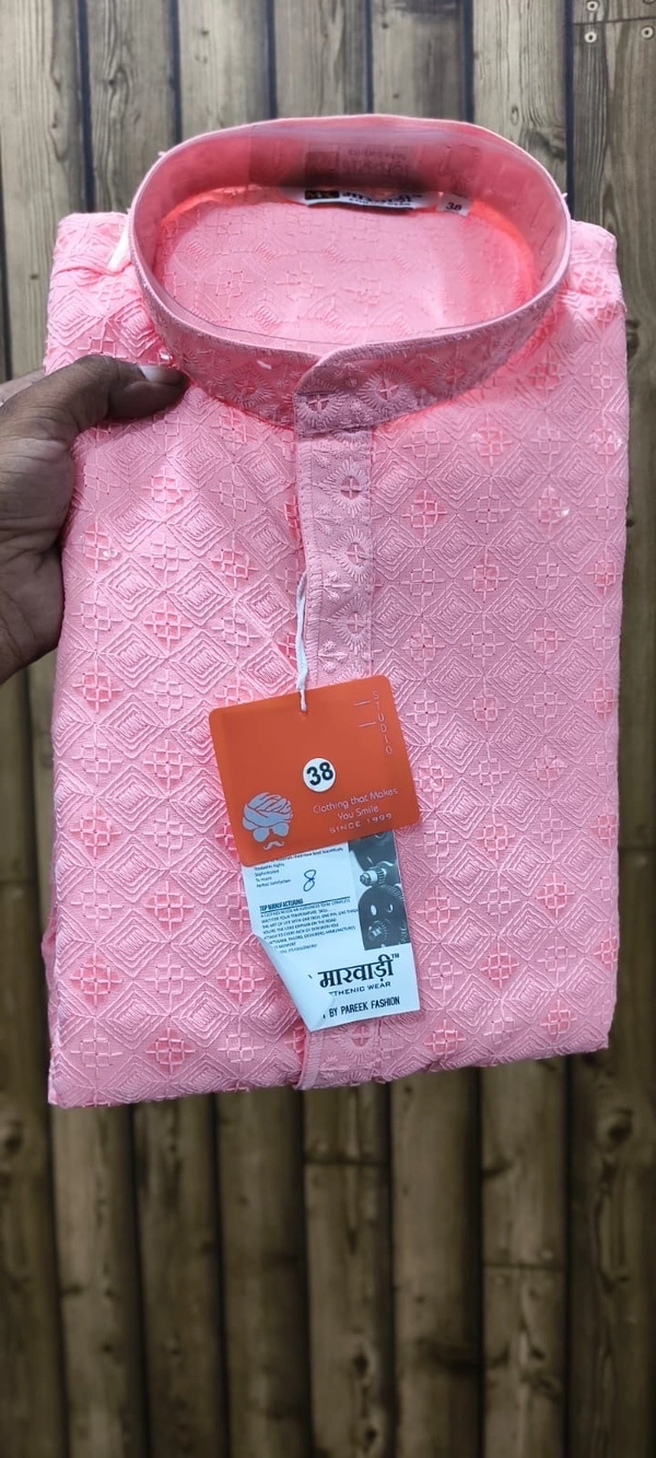 PROFITKART  Men’s Viscose Rayon Designer Kurta – Traditional & Party Wear - Pink, M