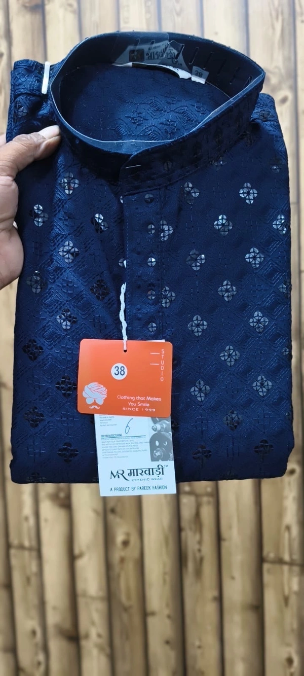 PROFITKART  Men’s Viscose Rayon Festive Kurta – Ethnic & Cultural Wear - Dark Blue, XL