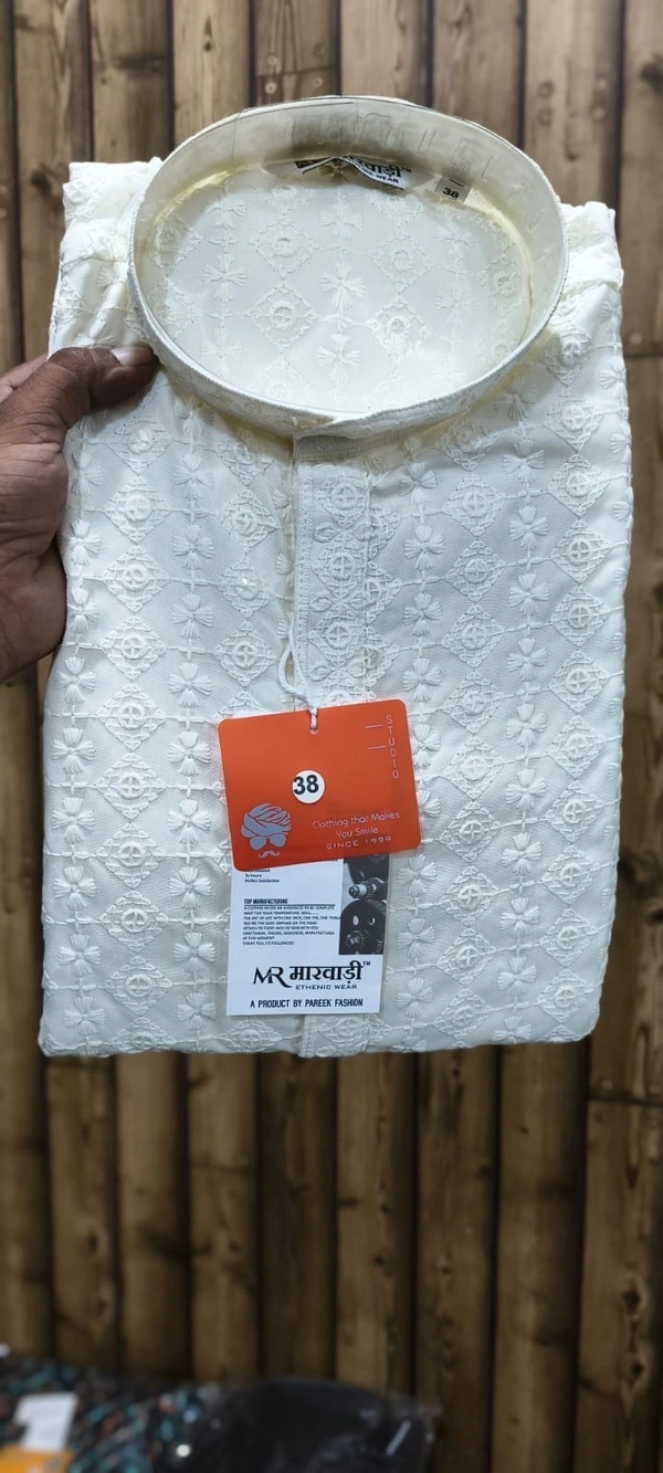 PROFITKART  Men’s Viscose Rayon Heritage Kurta – Traditional & Festive Wear - White, S