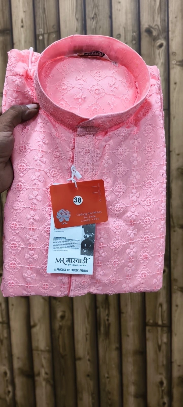 PROFITKART  Men’s Viscose Rayon Regal Kurta – Festive & Party Collection - Pink, M