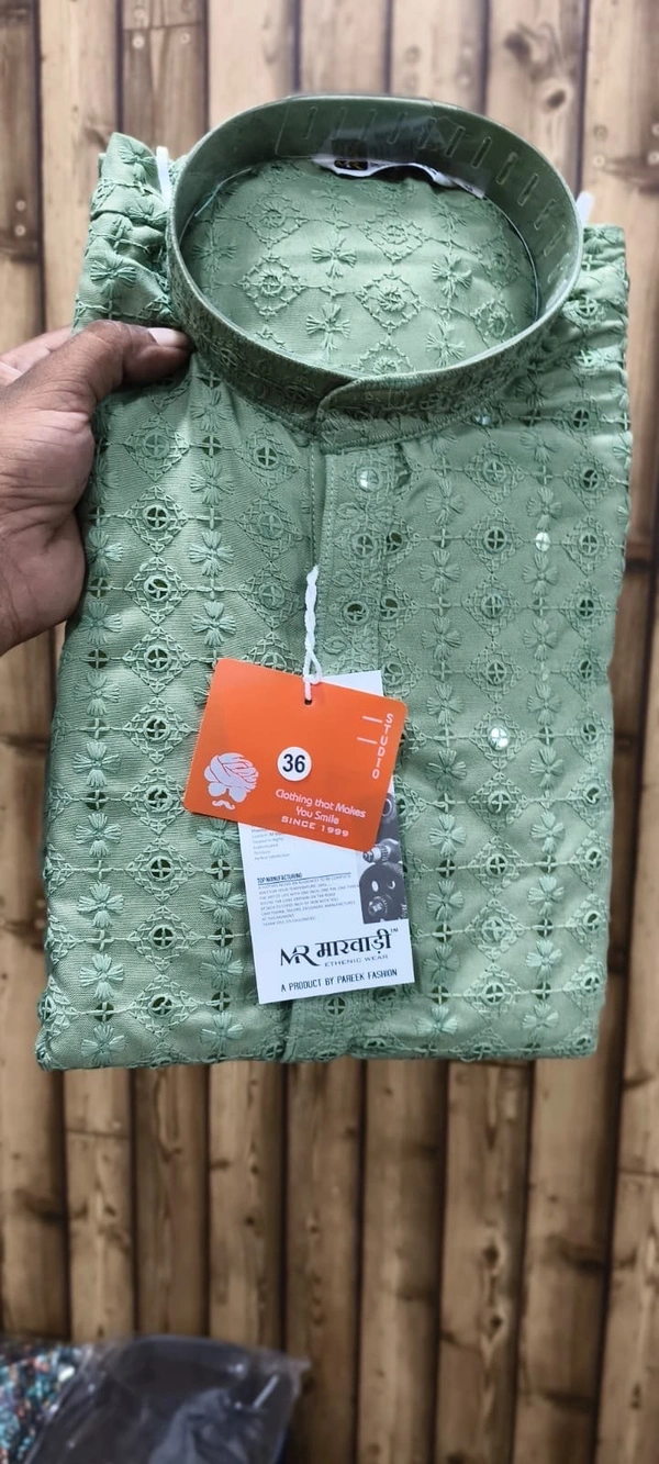 PROFITKART  Men’s Viscose Rayon Festive Designer Kurta – Ethnic Collection - Pista Green, M