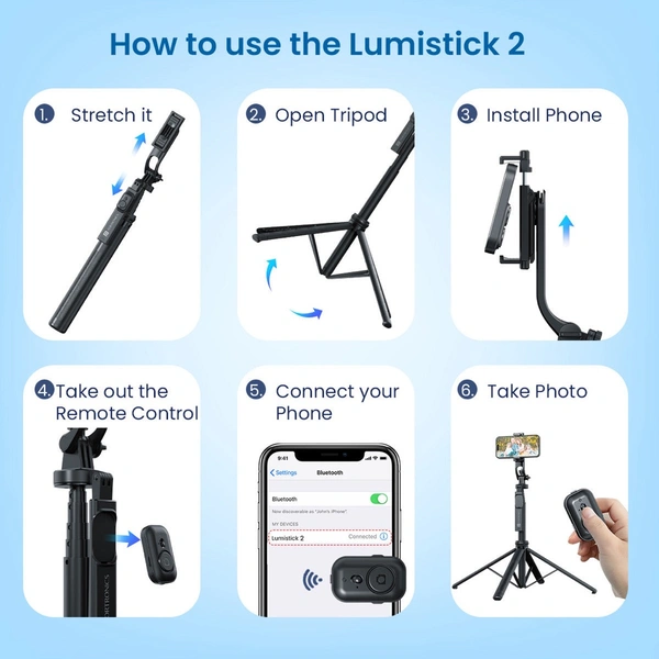 Protronics Lumistick 2 - Smart Selfie Stick 