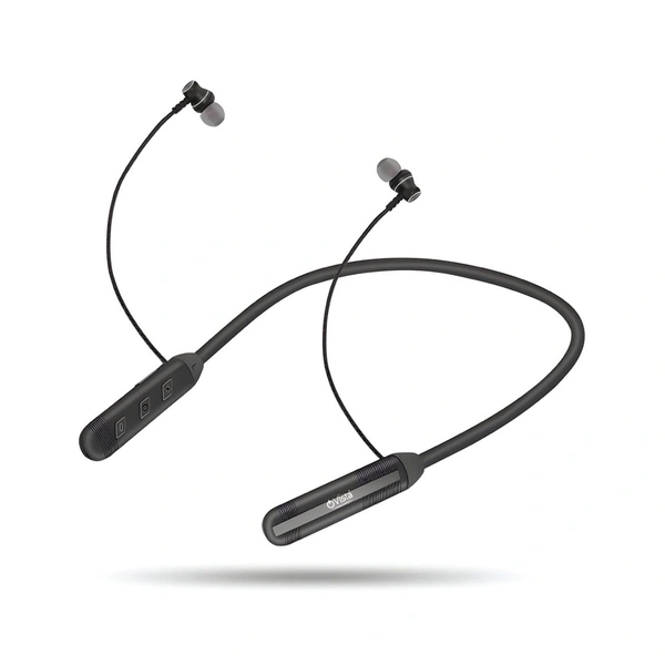 Ovista Bluetooth Neckband | 60H Playtime, Deep Bass & Sweat Resistant (casino) - Black