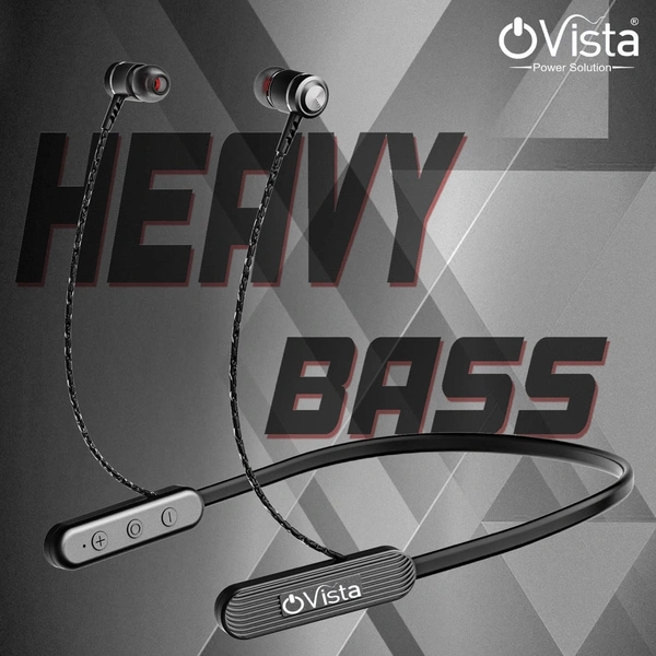 Ovista Wireless Neckband | 40H Playtime & Noise Cancellation (DD30) - Black