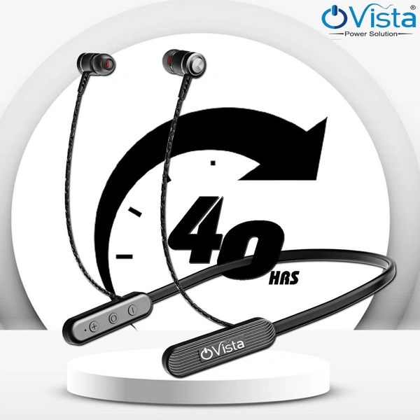 Ovista Wireless Neckband | 40H Playtime & Noise Cancellation (DD30) - Black