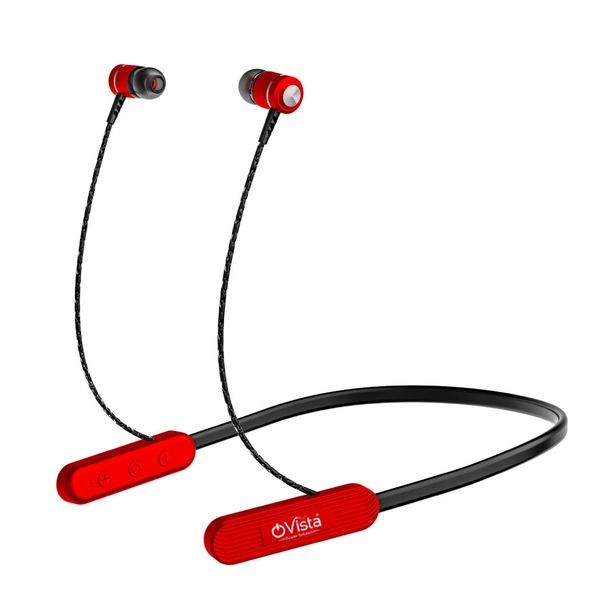 Ovista Wireless Neckband | 40H Playtime & Noise Cancellation (DD30) - Red