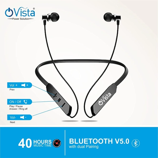 Ovista Bluetooth In-Ear Neckband | 35H Playback & IPX7 Waterproof (BTMAX)