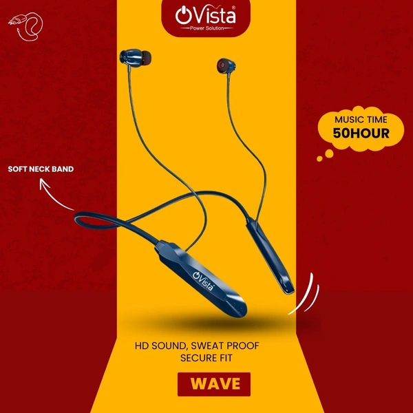Ovista Wave Bluetooth Neckband | 50H Playtime, ENC & Mic (WAVE)