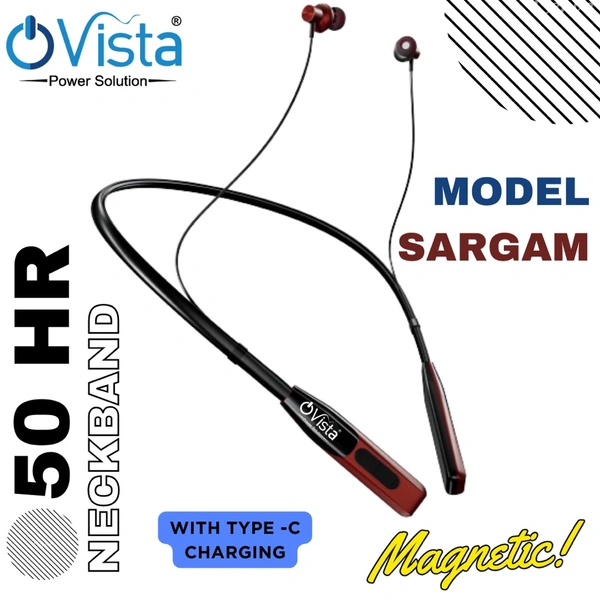 Ovista Sargam Bluetooth Neckband | 50H Playtime, ENC, Mic