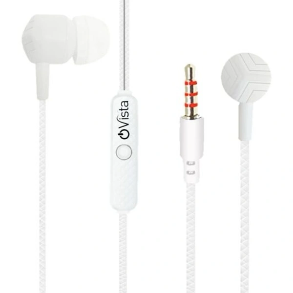 Ovista OV-130 Wired Earphones with Mic, Powerful HD Sound with High Bass (White)
