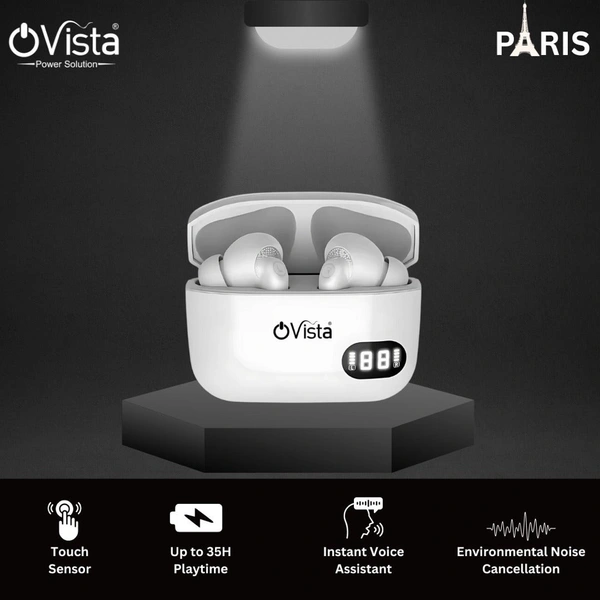 Ovista True Wireless Earbuds | 35H Playtime, High Bass, Noise Cancellation (PARIS)