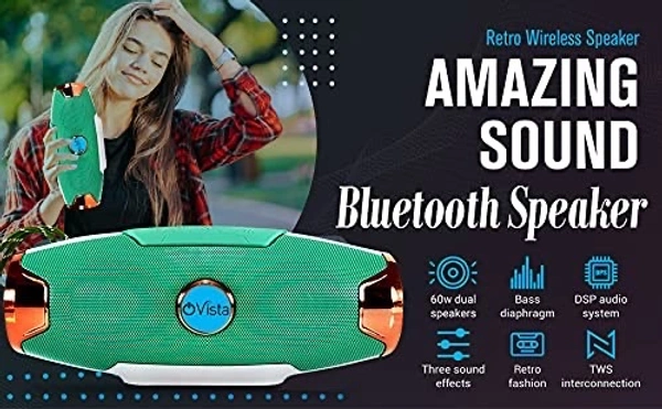 Ovista A012 Portable Bluetooth Speaker | FM, USB, AUX, 4H Playtime