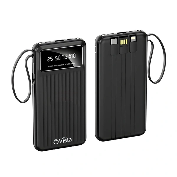Ovista 10000mAh Power Bank – Fast Charging, Digital Display, 4 Cables (PRB035)