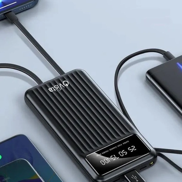 Ovista 10000mAh Power Bank – Fast Charging, Digital Display, 4 Cables (PRB035)