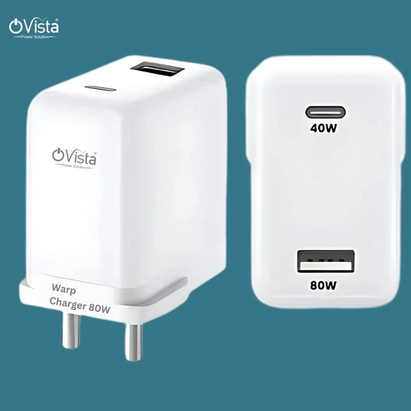 Ovista 80W SuperVooc Fast Charging Adapter | USB & Type-C Ports