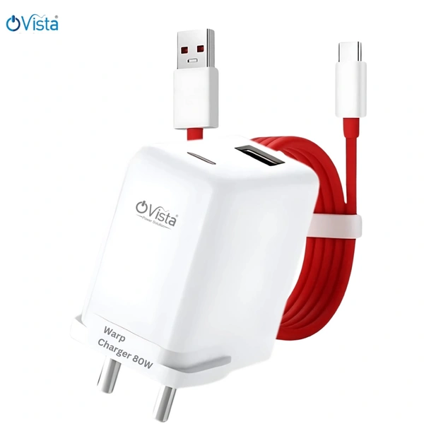 Ovista 80W SuperVooc Fast Charging Adapter | USB & Type-C Ports
