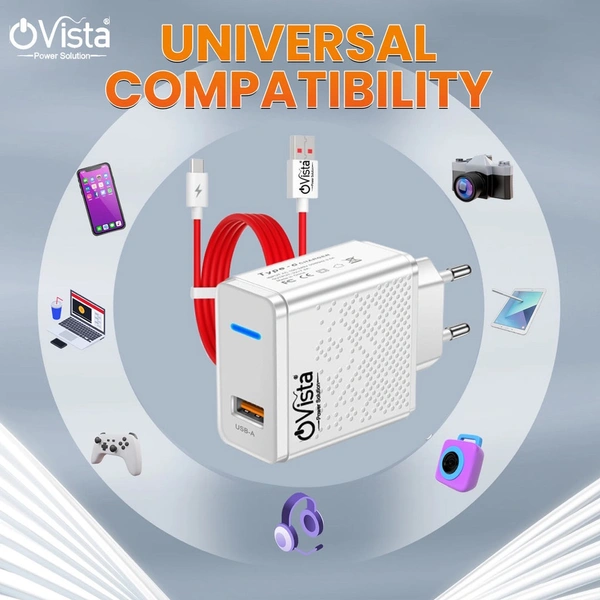 Ovista 30Watt PD Charger| Fast Charging Wall Adapter| Quick Charge 3.0 Phone Charging| and USB to Type C 100 cm Cable Compatible with Oneplus, Samsung, Realme, Xiaomi and Oppo Mobiles, Dash, Warp, Vooc, Supervooc All Protocols Supported
