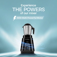 Longway Kratos 1000 Watt Juicer Mixer Grinder With 4 Jars For Grinding, Mixing, Juicing With Powerful Motor | 1 Year Warranty | (Black, 4 Jars)