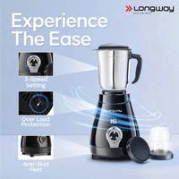 Longway Mix Pro 550 Watt Mixer Grinder With 4 Jars For Grinding, Mixing, Blending, Juicing With Powerful Motor | 2 Year Warranty | (Black, 4 Jars)