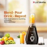 Longway Mix Pro 550 Watt Mixer Grinder With 4 Jars For Grinding, Mixing, Blending, Juicing With Powerful Motor | 2 Year Warranty | (Black, 4 Jars)
