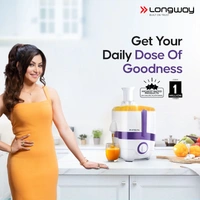 Longway Juicy 600 Watt Juicer Mixer Grinder With 2 Jars For Grinding, Mixing, Juicing With Powerful Motor | 1 Year Warranty (2 Jars, Purple) - Purple