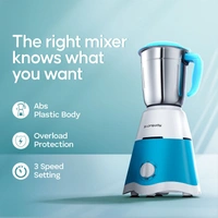 Longway Super Dlx 700 Watt Mixer Grinder With 3 Jars For Grinding, Mixing With Powerful Motor | 1 Year Warranty | (White & Blue, 3 Jars)