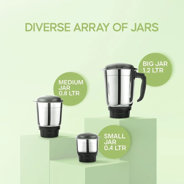 Longway Super Dlx 700 Watt Mixer Grinder With 3 Jars For Grinding, Mixing With Powerful Motor & Kwid 1100 Watt Dry Iron | 1 Year Warranty | (Black & Gray, Combo Offer)