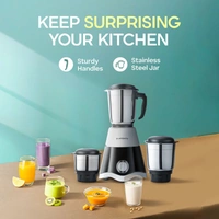 Longway Super Dlx 700 Watt Mixer Grinder With 3 Jars For Grinding, Mixing With Powerful Motor | 1 Year Warranty | (Black & Gray, 3 Jars)