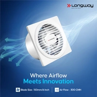Longway Gusto 6 Inch 150 Mm Energy Efficient Exhaust Fan | High Speed Powerful Motor | Noiseless Operation & Easy To Clean | Suitable For Bathroom, Kitchen, Office | 2 Years Warranty