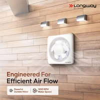 Longway Ventura 8 Inch 200 Mm Energy Efficient Exhaust Fan | High Speed Powerful Motor | Noiseless Operation & Easy To Clean | Rust Proof With Anti Dust Shutters |Suitable For Bathroom, Kitchen, Office | 2 Years Warranty (White)